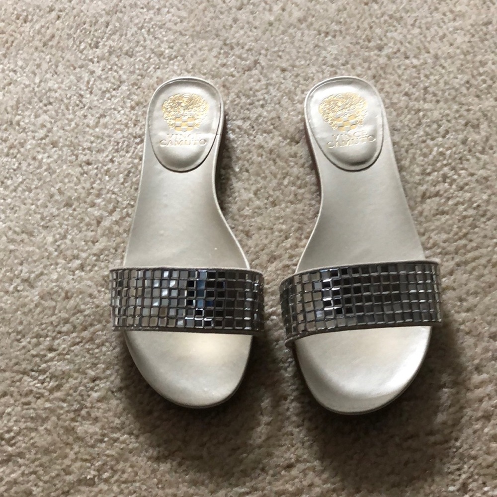 Vince Camuto gold slide sandals